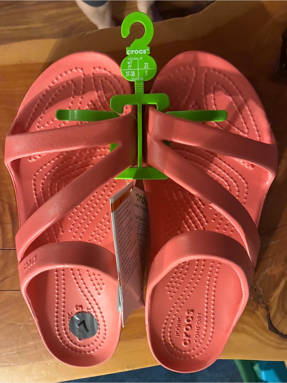 CROCS Coral Slide Sandals in Vibrant Coral #45 - Picture 3 of 3